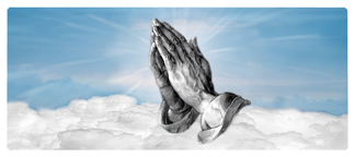 DNSEMP-L-103-BL Praying Hands Clouds Blue